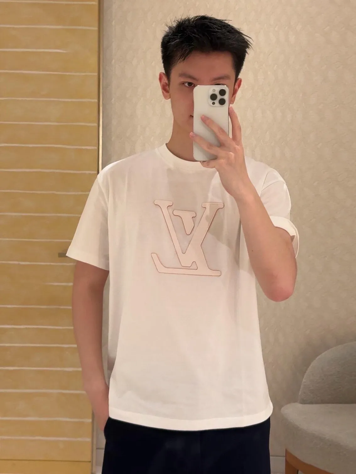 Louis Vuitton/Louis Vuitton laser cut logo short sleeves